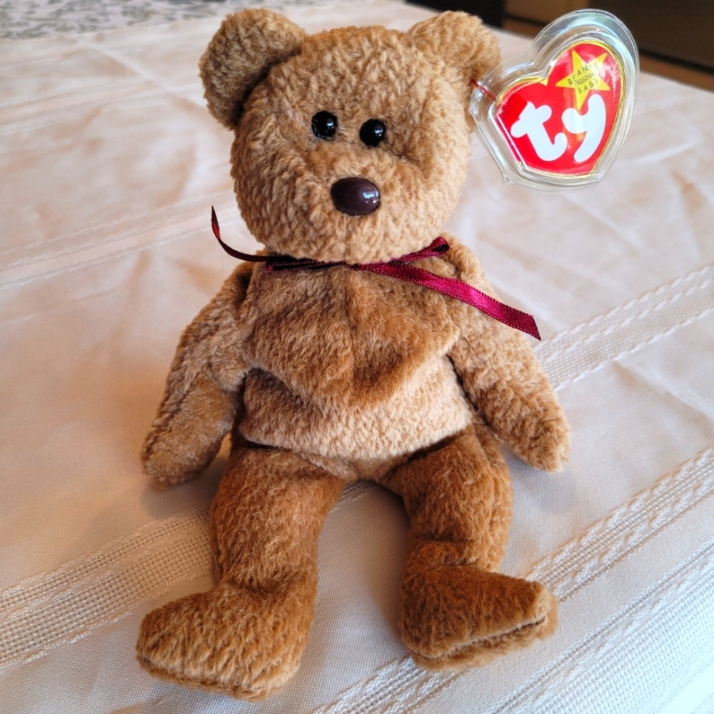 Curly Beanie Baby Retired Bear NWT Rare Edition with Multiple Tag Errors